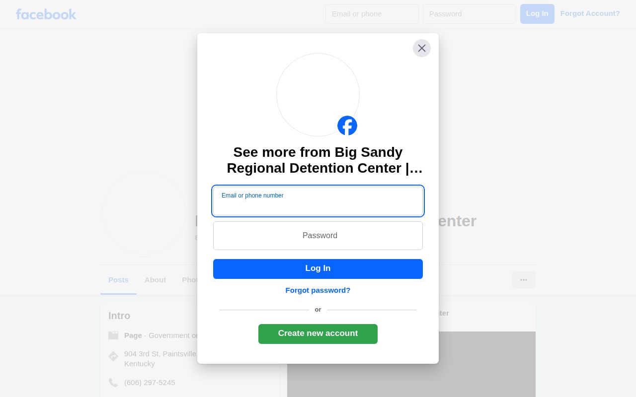 Big Sandy Regional Detention Center social page relevant to Johnson County arrest information