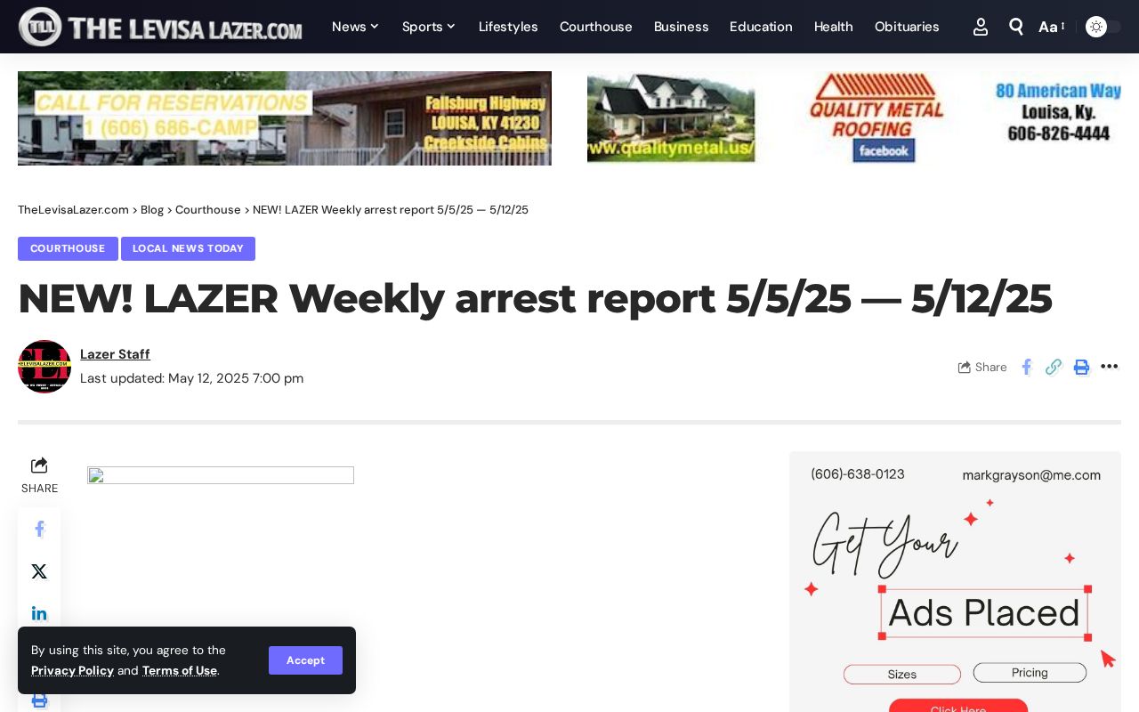 Levisa Lazer Johnson County weekly arrest report with BSRDC outage context