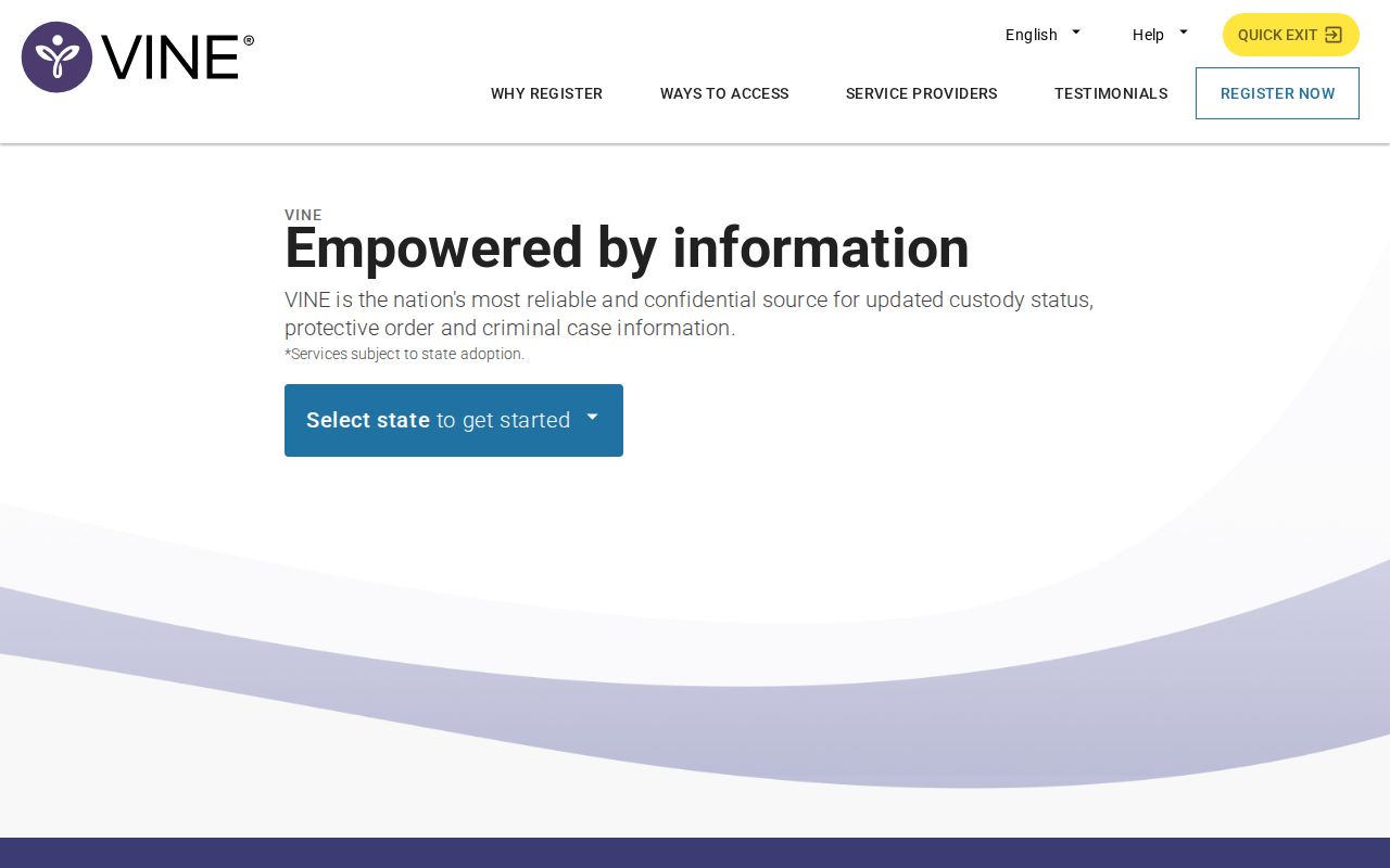 VINELink Kentucky state selection and offender search screen