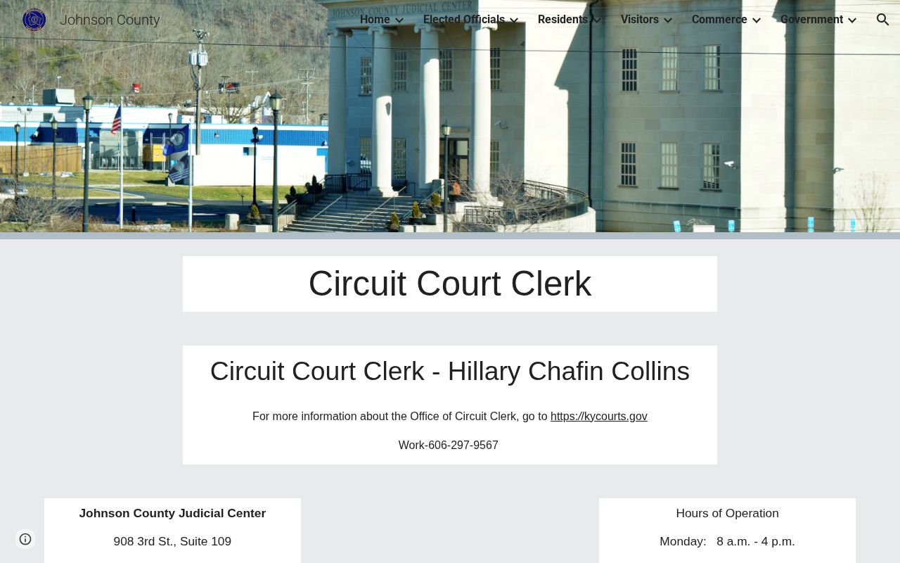 Johnson County Circuit Court Clerk official page for Paintsville court record access