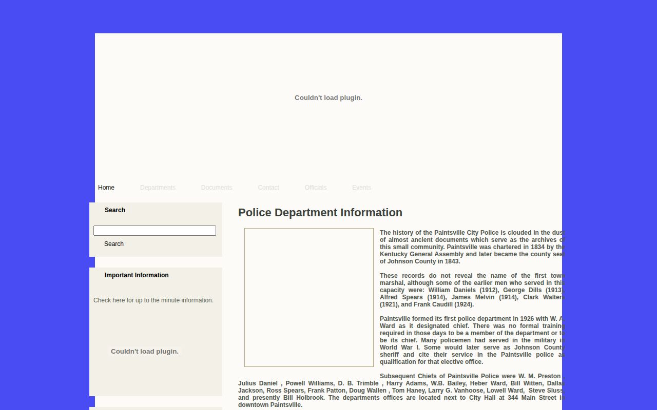 Paintsville city police webpage used to identify the municipal police source